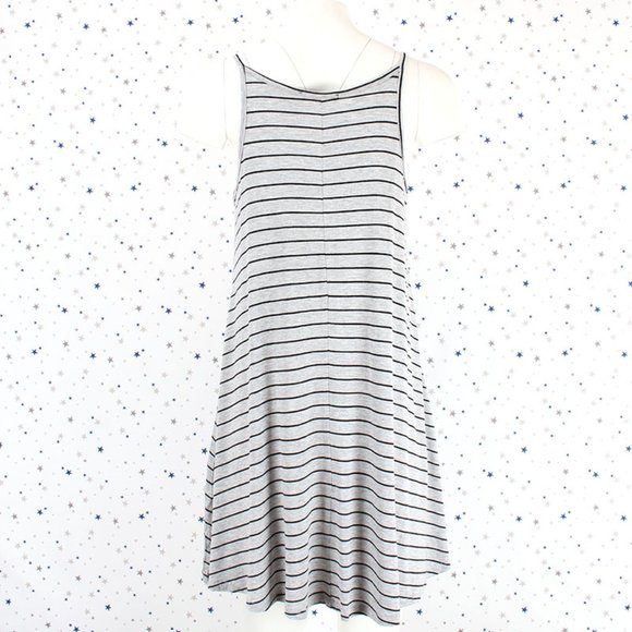 Halter Neck Stripe Swing Dress Heather Grey / Black - Picture 3 of 4